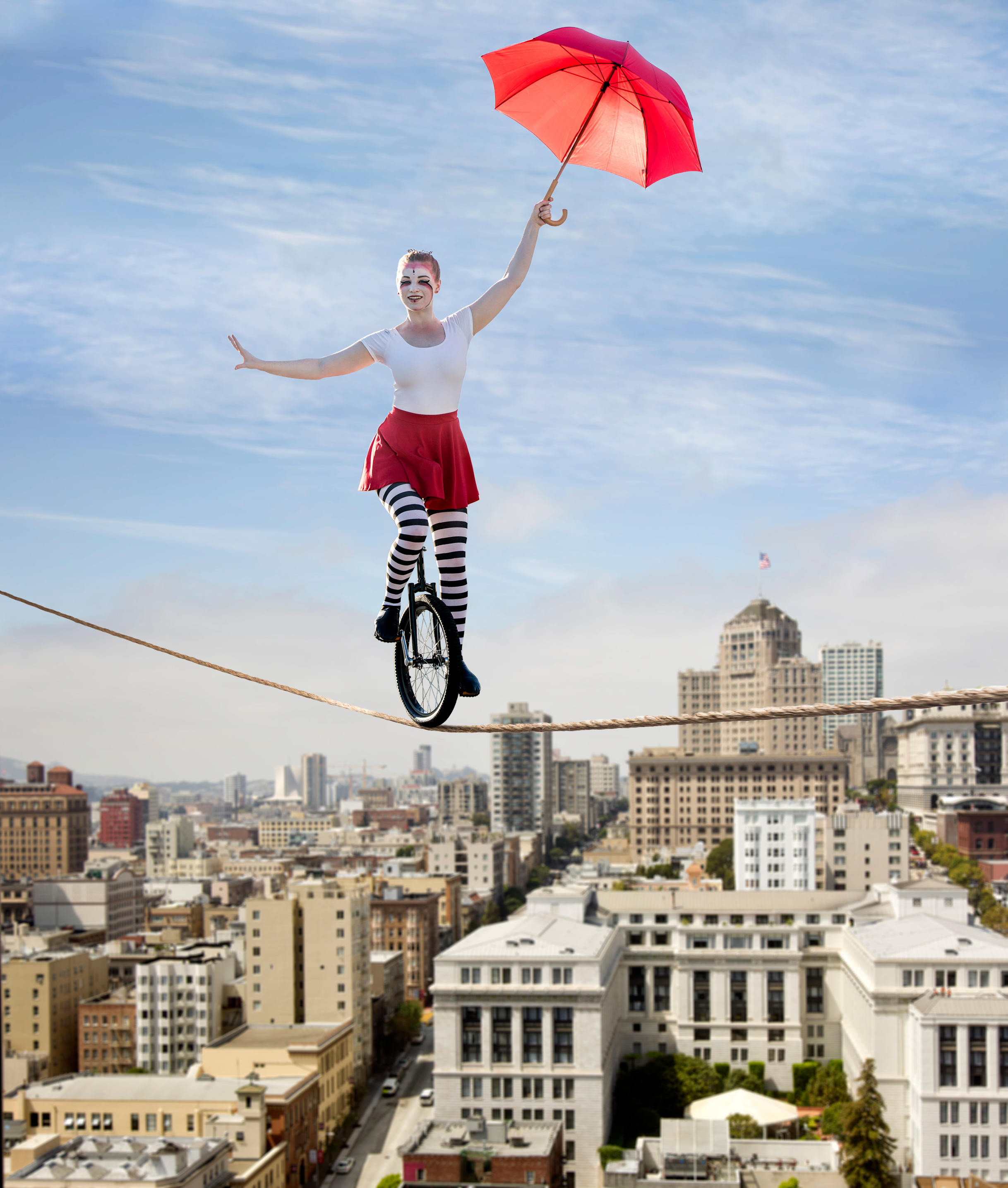 Circus Tightrope Walker on a Unicycle